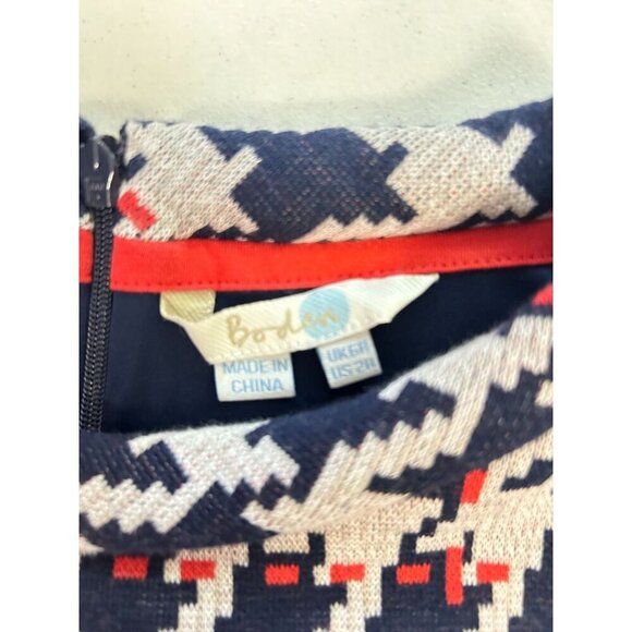 BODEN Gray Navy Red 60's Jacquard HoundstoothShift Dress US Size 2 - Picture 8 of 8